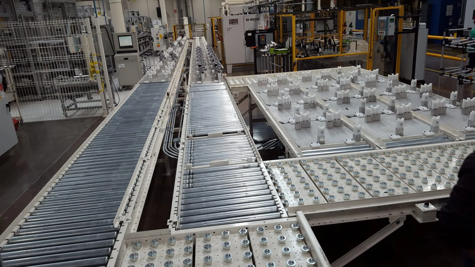 Conveyor sections being assembled in the fabrication shop