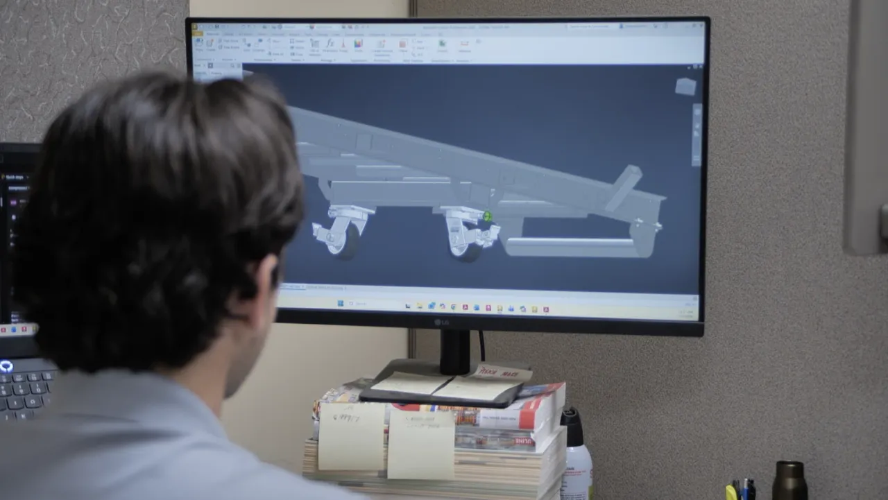 Conveyability engineer reviewing a conveyor assembly on screen