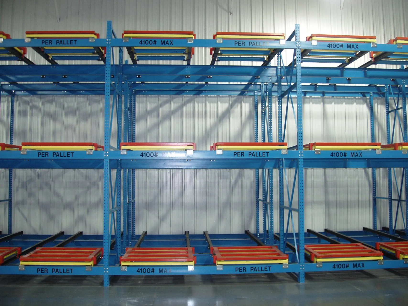 Industrial shelving bays with decking